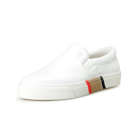 Burberry Other - Burberry Men's Thompson Optic White 100% Leather Low Top Trainers Slip On Shoes